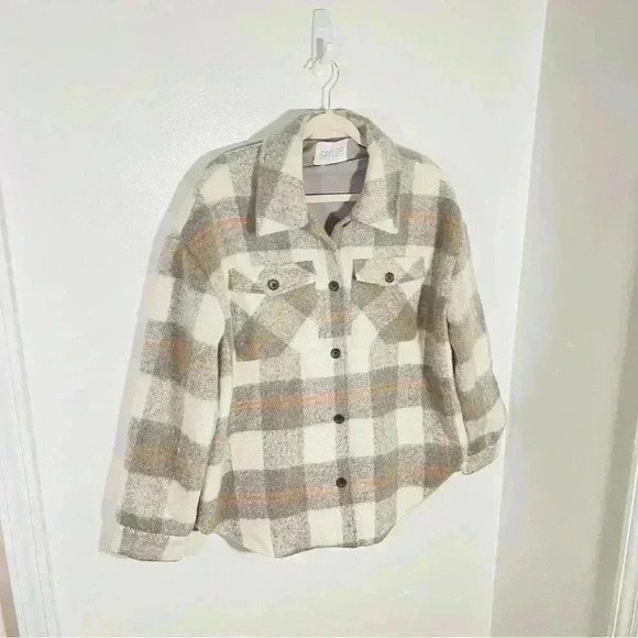 NEW Saylor Layton Jacket Shacket Oversized Fleece Tartan Plaid Large - Picture 9 of 9